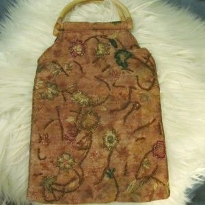 VINTAGE FLORAL EMBROIDERED BEADED EVENING PURSE